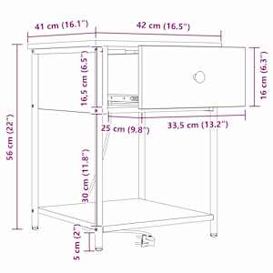 Noční skříňka se zásuvkou 2 pcs Kouřový dub 42 x 41 x 56 cm - obrázek 15