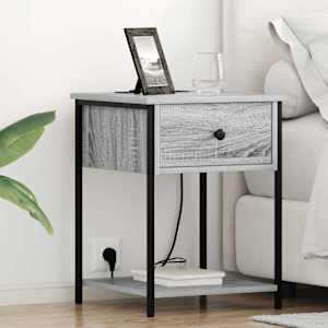 Nočna omarica 2 pcs Siva Sonoma 42 x 41 x 56 cm Konstruiran les