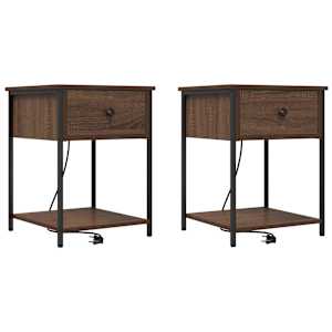 Noční skříňka 2 pcs Hnědý dub 42 x 41 x 56 cm kompozitní dřevo - obrázek 2