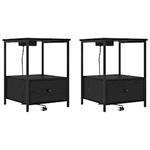Noční skříňka 2 pcs Černý dub 42 x 41 x 56 cm kompozitní dřevo - obrázek 2