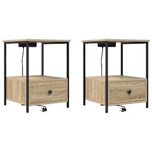 Noční skříňka 2 pcs Sonoma dub 42 x 41 x 56 cm kompozitní dřevo - obrázek 2