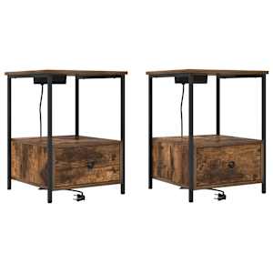 Noční skříňka se zásuvkou 2 pcs Kouřový dub 42 x 41 x 56 cm - obrázek 2
