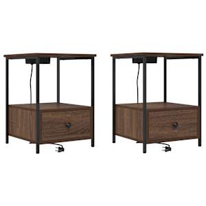 Noční skříňka 2 pcs Hnědý dub 42 x 41 x 56 cm kompozitní dřevo - obrázek 2
