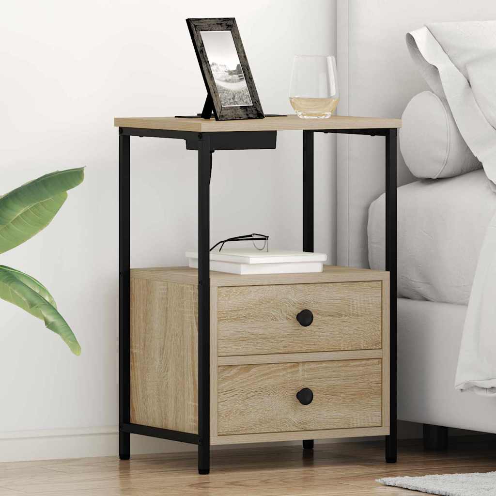 Öökapp laadimisjaamaga sahtliga 2 pcs Sonoma tamm Tehispuit