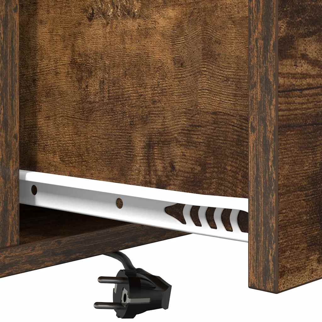 Нощно шкафче с зарядна станция 2 pcs Опушен дъб Инженерно дърво - Image 11