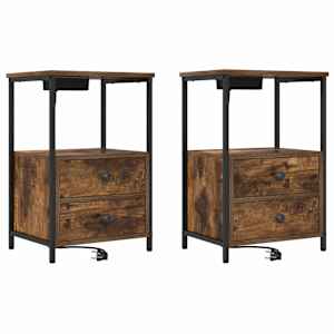 Noční skříňka se zásuvkou 2 pcs Kouřový dub 40 x 31 x 60 cm - obrázek 2