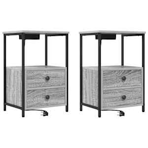 Noční skříňka se zásuvkou 2 pcs Šedá Sonoma 40 x 31 x 60 cm - obrázek 2