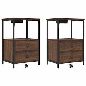Noční skříňka 2 pcs Hnědý dub 40 x 31 x 60 cm kompozitní dřevo - obrázek 2