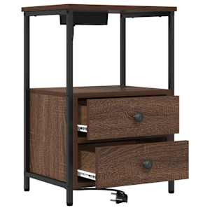 Noční skříňka 2 pcs Hnědý dub 40 x 31 x 60 cm kompozitní dřevo - obrázek 5