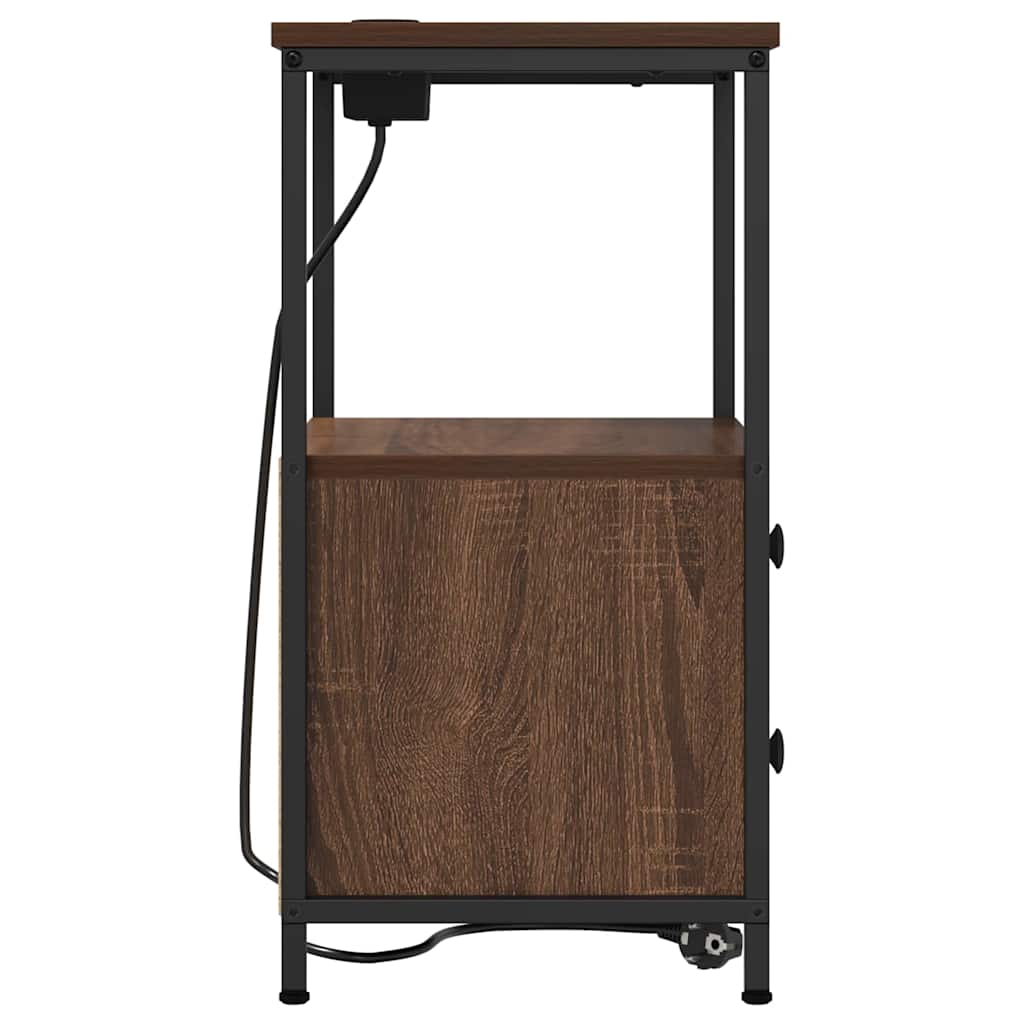 Нощно шкафче с зарядна станция 2 pcs Кафяв дъб Инженерно дърво - Image 8