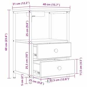 Noční skříňka 2 pcs Hnědý dub 40 x 31 x 60 cm kompozitní dřevo - obrázek 15