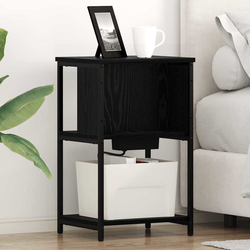 Нощен шкаф 2 pcs Черен дъб 38 x 31 x 61 см Инженерно дърво