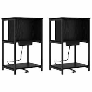 Noční skříňka 2 pcs Černý dub 38 x 31 x 61 cm kompozitní dřevo - obrázek 2
