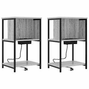 Noční skříňka 2 pcs Šedá Sonoma 38 x 31 x 61 cm - obrázek 2
