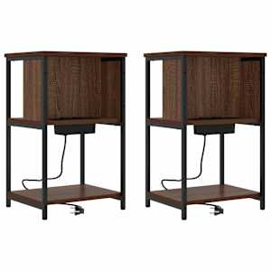 Noční skříňka 2 pcs Hnědý dub 38 x 31 x 61 cm kompozitní dřevo - obrázek 2
