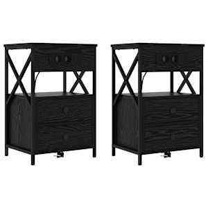 Noční skříňka 2 pcs Černý dub 40 x 31 x 60 cm kompozitní dřevo - obrázek 2
