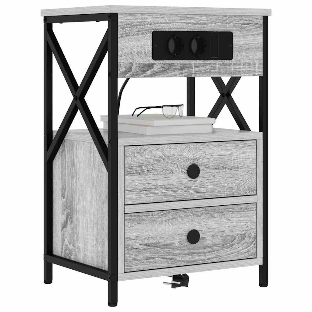 vidaXL Nachtkastje met lade Grijs sonoma 40 x 31 x 60 cm Bewerkt hout