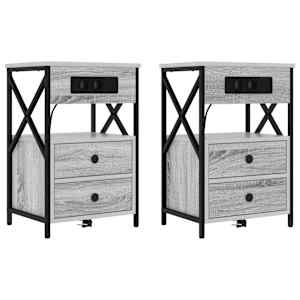 Noční skříňka se zásuvkou 2 pcs Šedá Sonoma 40 x 31 x 60 cm - obrázek 2