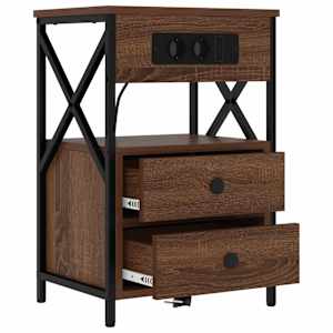 Noční skříňka 2 pcs Hnědý dub 40 x 31 x 60 cm kompozitní dřevo - obrázek 5