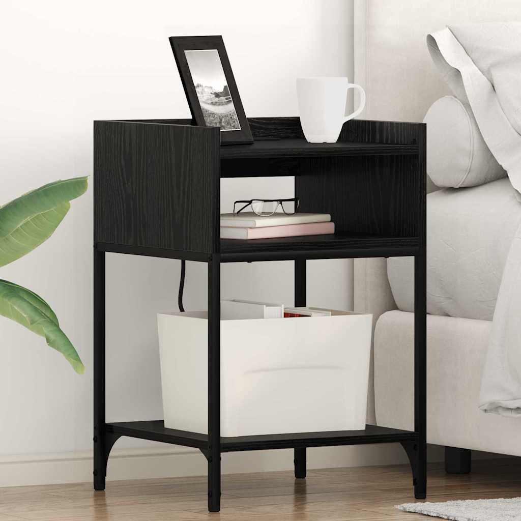 Нощни шкафчета 2 pcs Черен дъб 40 x 40 x 61 см Инженерно дърво