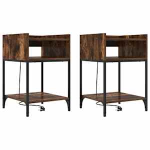 Noční skříňka s policí 2 pcs Kouřový dub 40 x 40 x 61 cm - obrázek 2