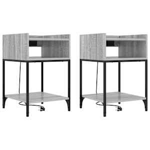 Noční skříňka s policí 2 pcs Šedá Sonoma 40 x 40 x 61 cm - obrázek 2