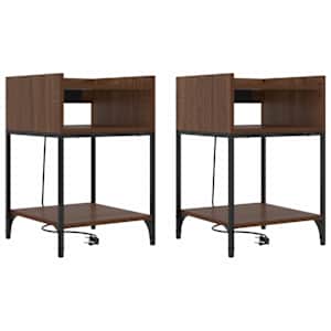 Noční skříňka 2 pcs Hnědý dub 40 x 40 x 61 cm kompozitní dřevo - obrázek 2