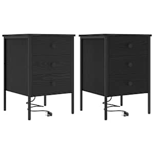 Noční skříňka 2 pcs Černý dub 42 x 41 x 61 cm kompozitní dřevo - obrázek 2