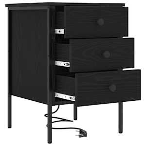 Noční skříňka 2 pcs Černý dub 42 x 41 x 61 cm kompozitní dřevo - obrázek 6
