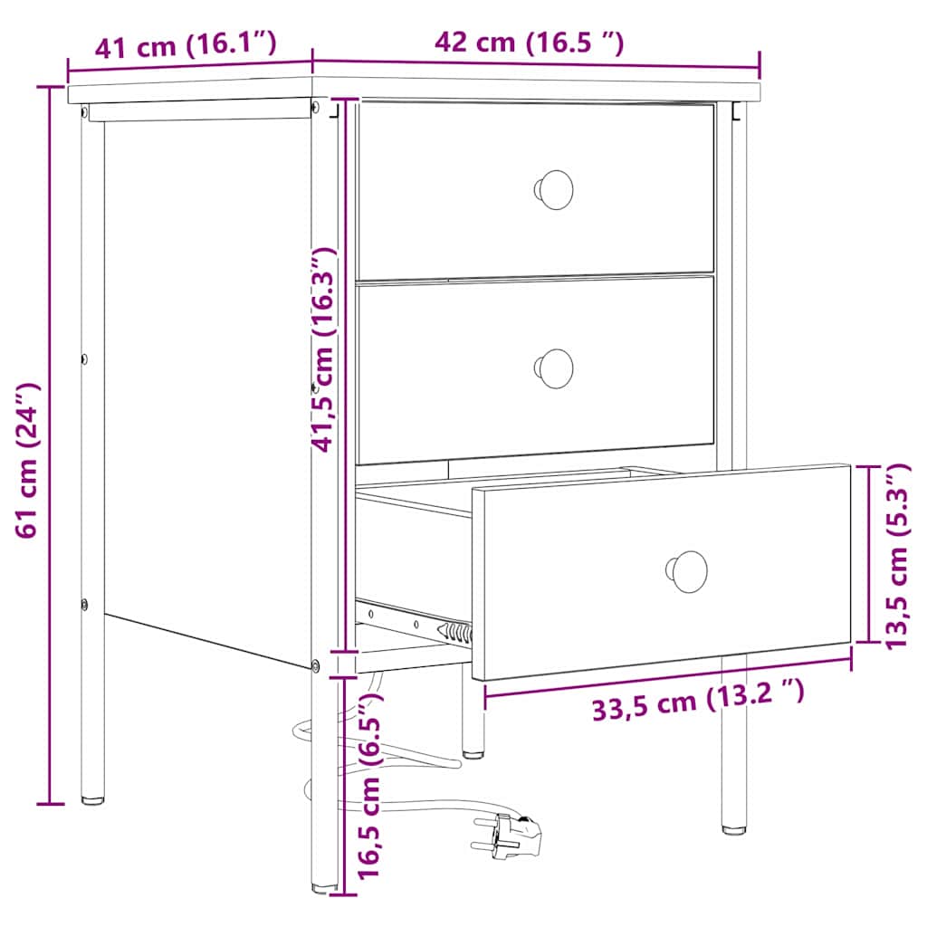 Noční skříňka 2 pcs Černý dub 42 x 41 x 61 cm kompozitní dřevo - obrázek 15