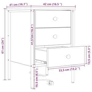 Noční skříňka 2 pcs Černý dub 42 x 41 x 61 cm kompozitní dřevo - obrázek 15
