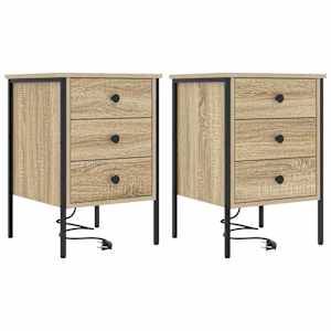 Noční skříňka 2 pcs Sonoma dub 42 x 41 x 61 cm kompozitní dřevo - obrázek 2