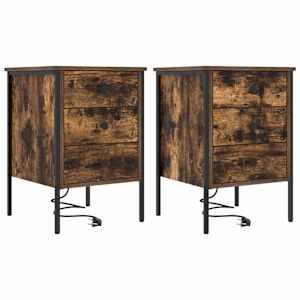 Noční skříňka se zásuvkou 2 pcs Kouřový dub 42 x 41 x 61 cm - obrázek 2