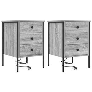 Noční skříňka se zásuvkou 2 pcs Šedá Sonoma 42 x 41 x 61 cm - obrázek 2