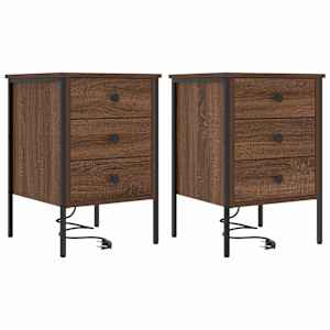 Noční skříňka 2 pcs Hnědý dub 42 x 41 x 61 cm kompozitní dřevo - obrázek 2