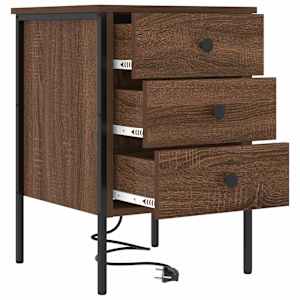 Noční skříňka 2 pcs Hnědý dub 42 x 41 x 61 cm kompozitní dřevo - obrázek 6