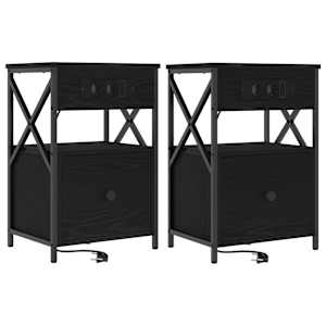 Noční skříňka 2 pcs Černý dub 40 x 31 x 60 cm kompozitní dřevo - obrázek 2