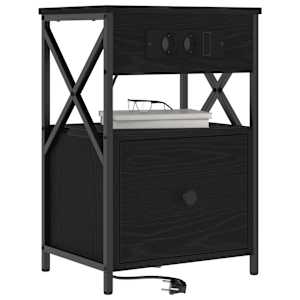 Noční skříňka 2 pcs Černý dub 40 x 31 x 60 cm kompozitní dřevo - obrázek 3