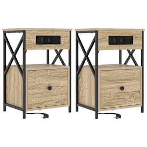 Noční skříňka 2 pcs Sonoma dub 40 x 31 x 60 cm kompozitní dřevo - obrázek 2