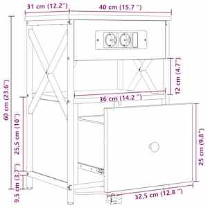 Noční skříňka 2 ks Kouřový dub 40 x 31 x 60 cm Kompozitní dřevo - obrázek 16