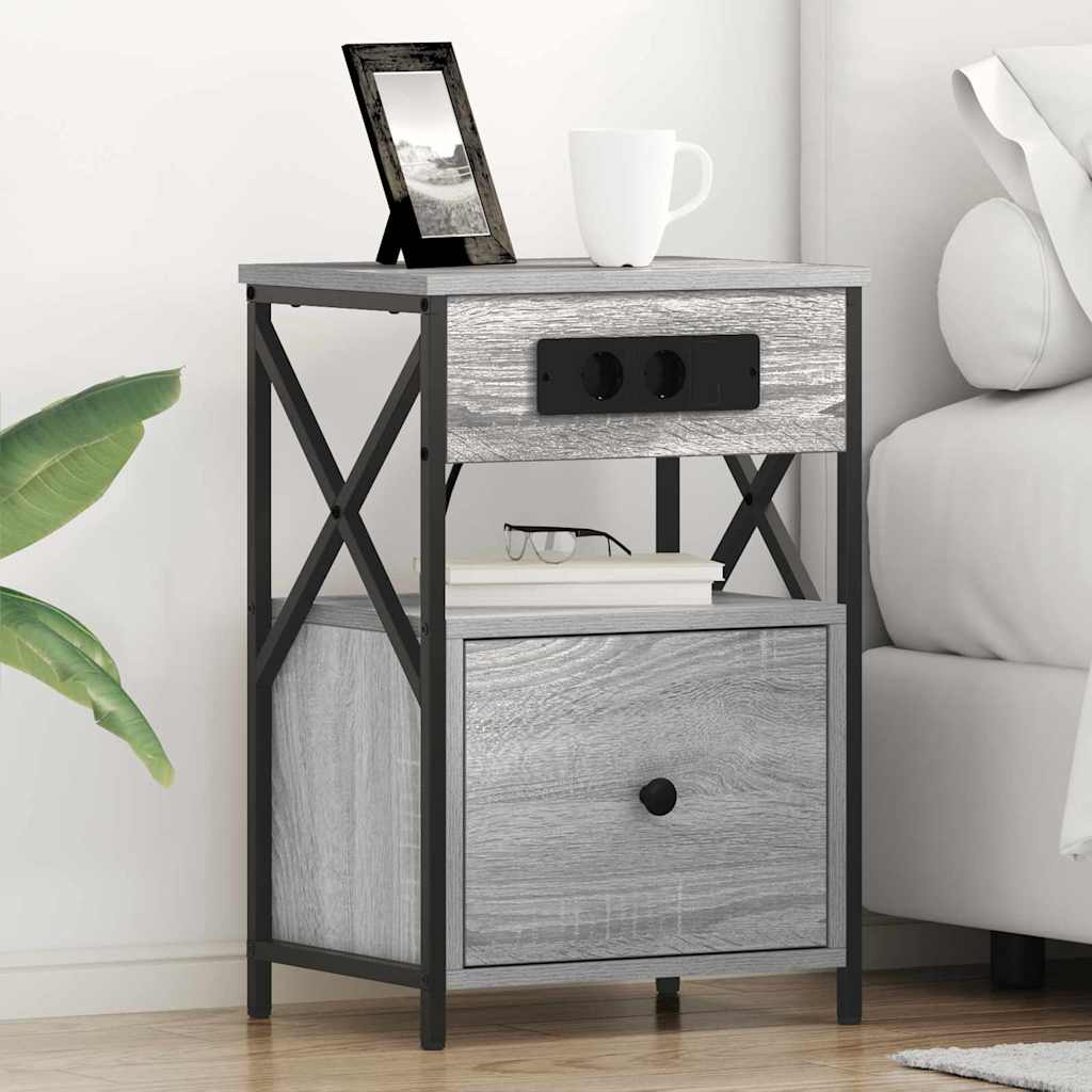 Нощни шкафчета 2 pcs Сив сонома 40 x 31 x 60 см Инженерно дърво