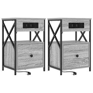 Noční skříňka se zásuvkou 2 pcs Šedá Sonoma 40 x 31 x 60 cm - obrázek 2