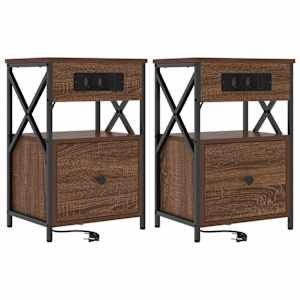 Noční skříňka 2 pcs Hnědý dub 40 x 31 x 60 cm kompozitní dřevo - obrázek 2