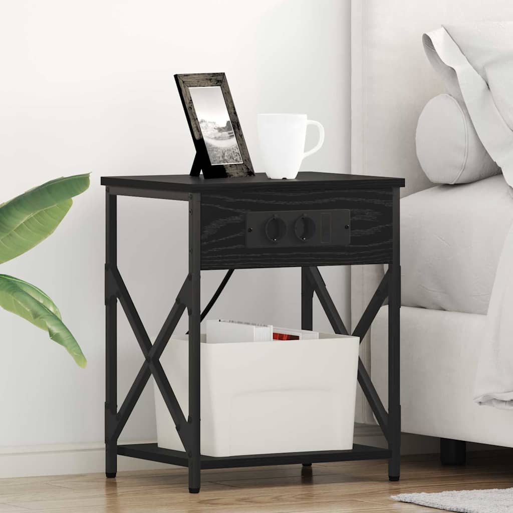 Нощен шкаф 2 pcs Черен дъб 41 x 31 x 51 см Инженерно дърво