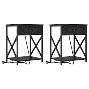 Noční skříňka 2 pcs Černý dub 41 x 31 x 51 cm kompozitní dřevo - obrázek 2
