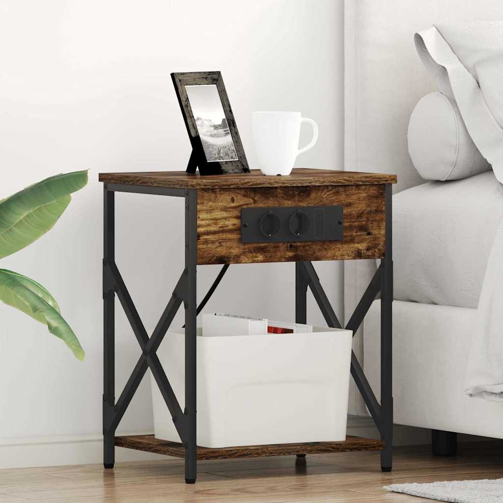 Нощен шкаф 2 pcs Опушен дъб 41 x 31 x 51 см Инженерно дърво