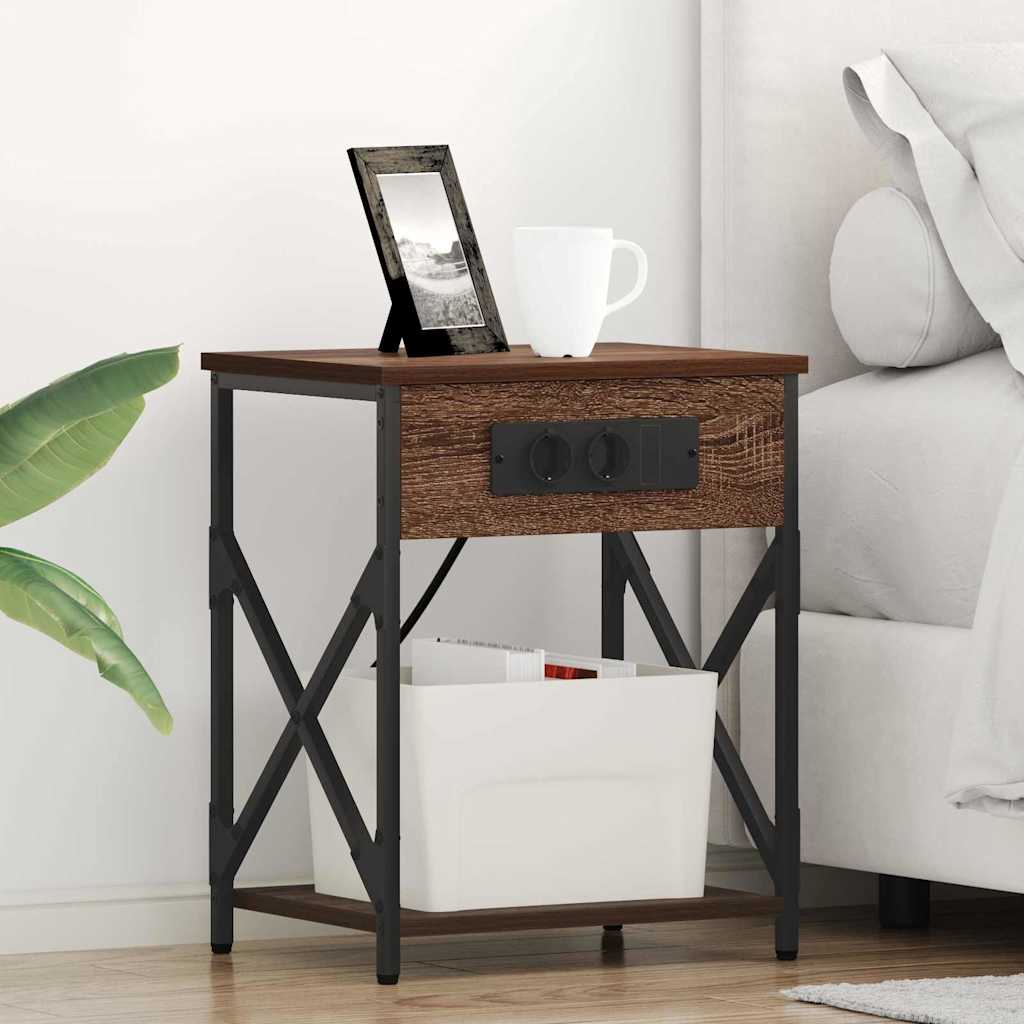 Нощен шкаф 2 pcs Кафяв дъб 41 x 31 x 51 см Инженерно дърво