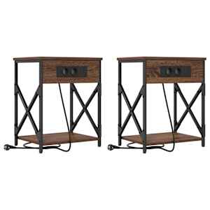 Noční skříňka 2 pcs Hnědý dub 41 x 31 x 51 cm kompozitní dřevo - obrázek 2