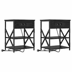 Noční skříňka 2 pcs Černý dub 41 x 31 x 51 cm kompozitní dřevo - obrázek 2