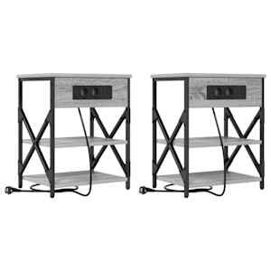 Noční skříňka s policí 2 pcs Šedá Sonoma 41 x 31 x 51 cm - obrázek 2